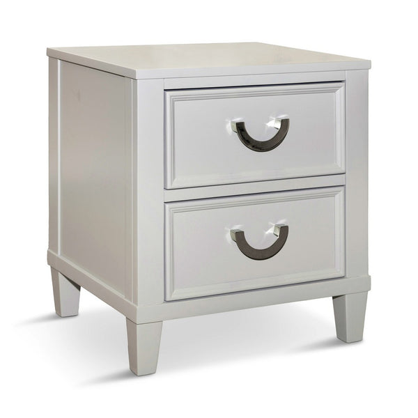 Roly Nightstand with 2 Drawers, Molded Details, Light Gray Solid Wood - BM339445