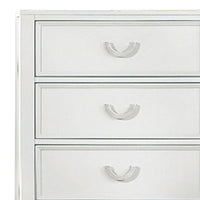 Kiki Tall Dresser Chest with 5 Drawers, Bracket Feet, White Solid Wood - BM339446