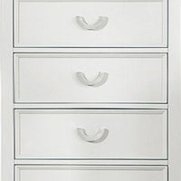 Kiki Tall Dresser Chest with 5 Drawers, Bracket Feet, White Solid Wood - BM339446