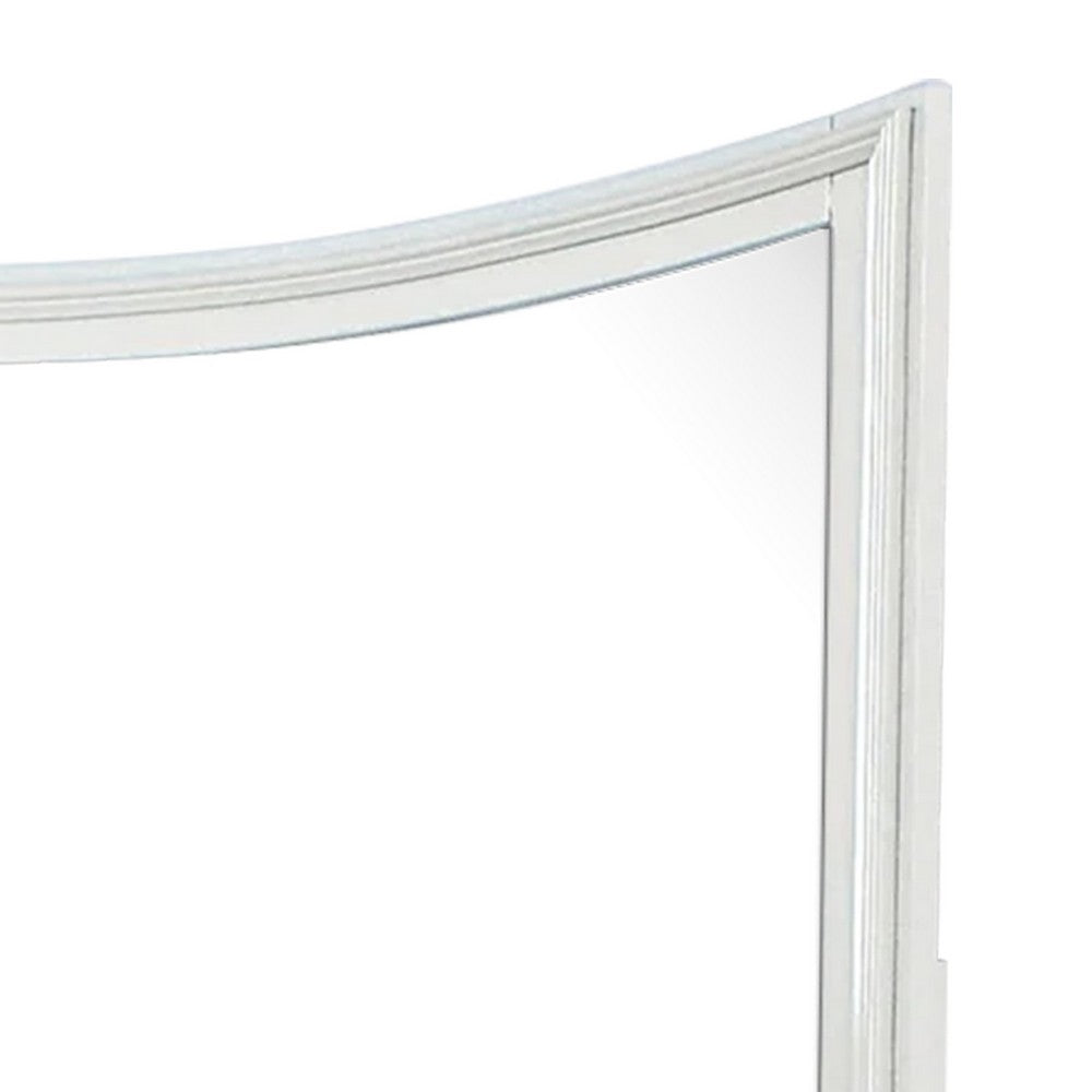 Kiki Dresser Mirror, Curved Crown Molded Details, White Solid Wood - BM339448