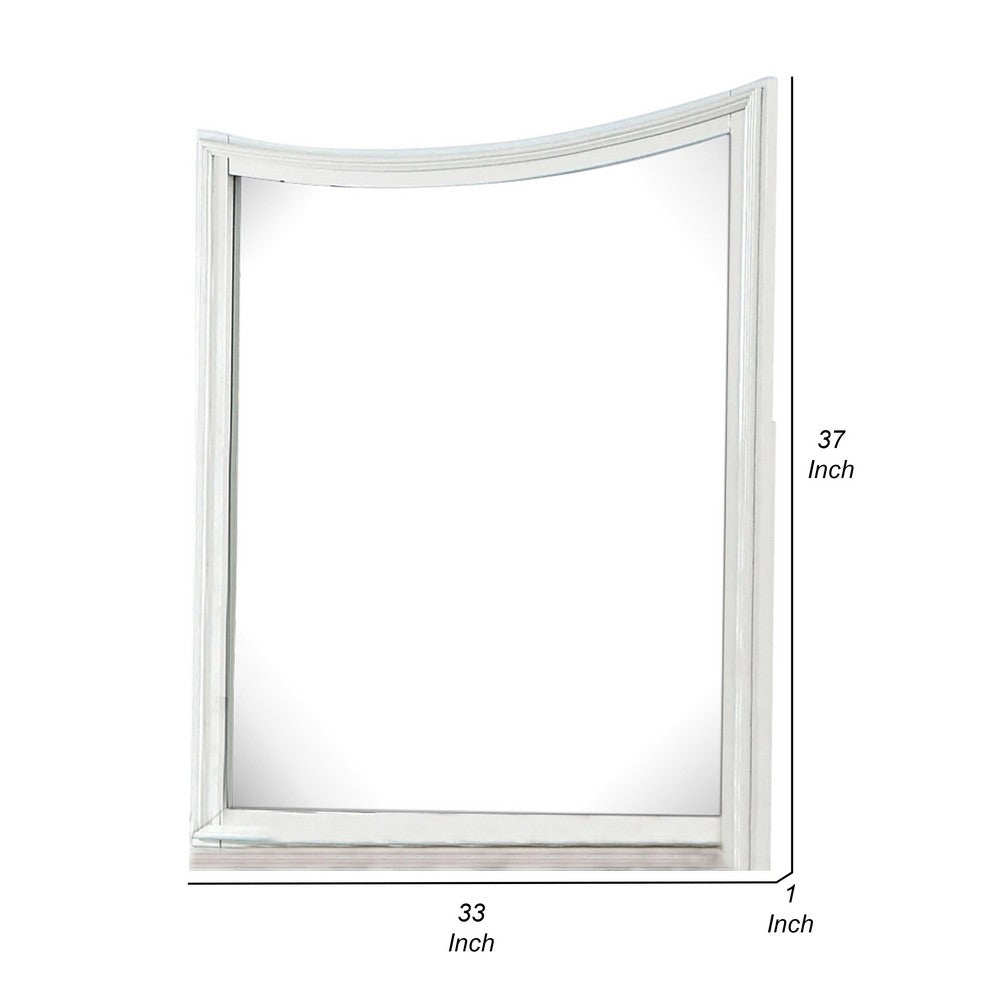 Kiki Dresser Mirror, Curved Crown Molded Details, White Solid Wood - BM339448