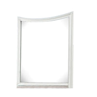 Kiki Dresser Mirror, Curved Crown Molded Details, White Solid Wood - BM339448