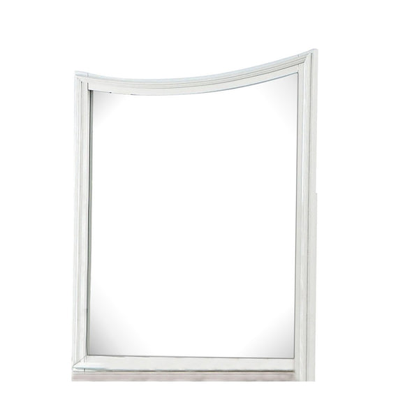 Kiki Dresser Mirror, Curved Crown Molded Details, White Solid Wood - BM339448