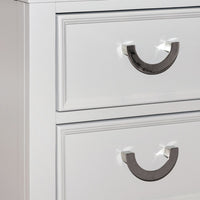 Kiki Nightstand with 2 Drawers, Chrome Metal, White Wood - BM339449