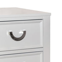 Kiki Nightstand with 2 Drawers, Chrome Metal, White Wood - BM339449