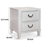 Kiki Nightstand with 2 Drawers, Chrome Metal, White Wood - BM339449