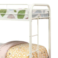 Raina Twin over Twin Bunk Bed, Built In Side Ladder, White Metal - BM339450