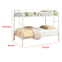 Raina Twin over Twin Bunk Bed, Built In Side Ladder, White Metal - BM339450