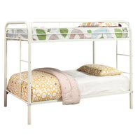Raina Twin over Twin Bunk Bed, Built In Side Ladder, White Metal - BM339450