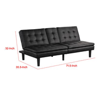 Berie Futon Sofa Bed, Drop-Down Tray, Cupholder, Black Faux Leather - BM339456