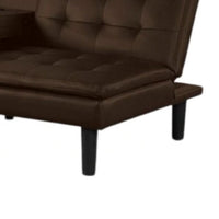 Berie Futon Sofa Bed, Drop-Down Tray and Cupholder, Brown Faux Leather - BM339457
