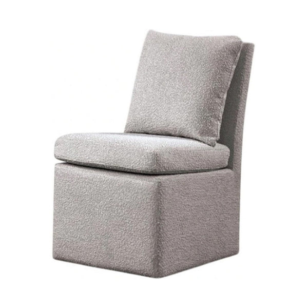 Ager Side Dining Chair with Caster Wheels, Light Gray Boucle Chenille - BM339460