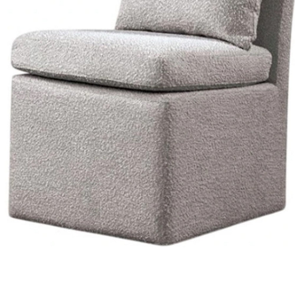 Ager Side Dining Chair with Caster Wheels, Light Gray Boucle Chenille - BM339460