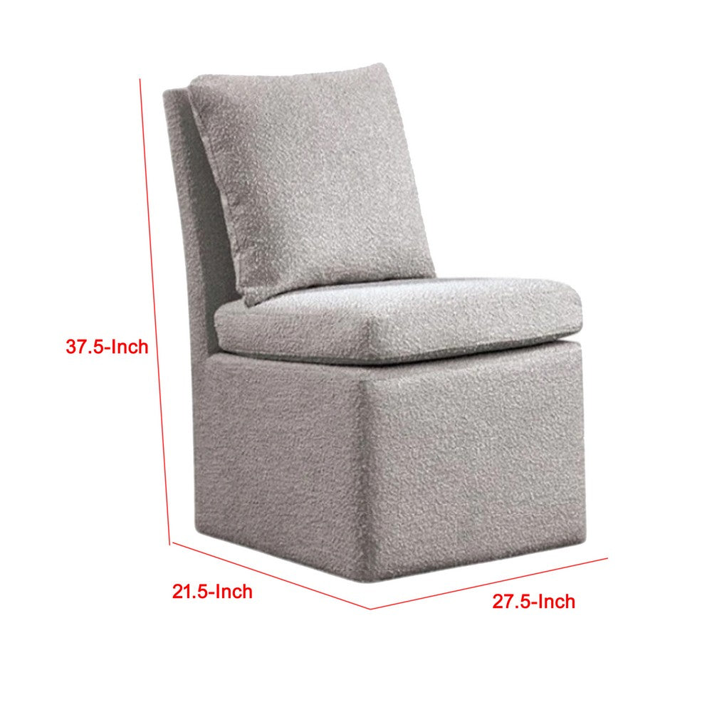 Ager Side Dining Chair with Caster Wheels, Light Gray Boucle Chenille - BM339460
