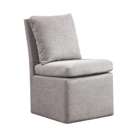 Ager Side Dining Chair with Caster Wheels, Light Gray Boucle Chenille - BM339460