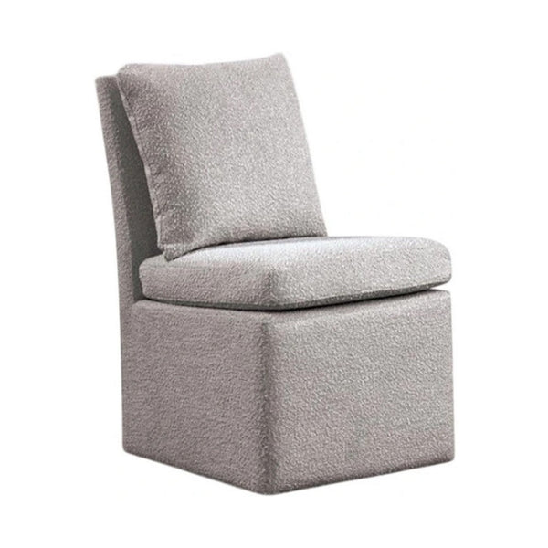 Ager Side Dining Chair with Caster Wheels, Light Gray Boucle Chenille - BM339460