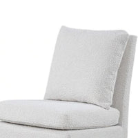 Ager Side Dining Chair with 6 Caster Wheels, Barrel Style, White Boucle - BM339461