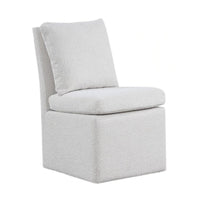 Ager Side Dining Chair with 6 Caster Wheels, Barrel Style, White Boucle - BM339461