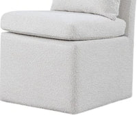 Ager Side Dining Chair with 6 Caster Wheels, Barrel Style, White Boucle - BM339461