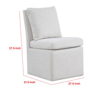 Ager Side Dining Chair with 6 Caster Wheels, Barrel Style, White Boucle - BM339461