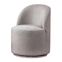 Ager Side Dining Swivel Chair, Curved Barrel Style, Gray Boucle Chenille - BM339462