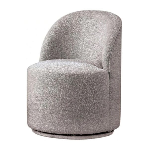 Ager Side Dining Swivel Chair, Curved Barrel Style, Gray Boucle Chenille - BM339462