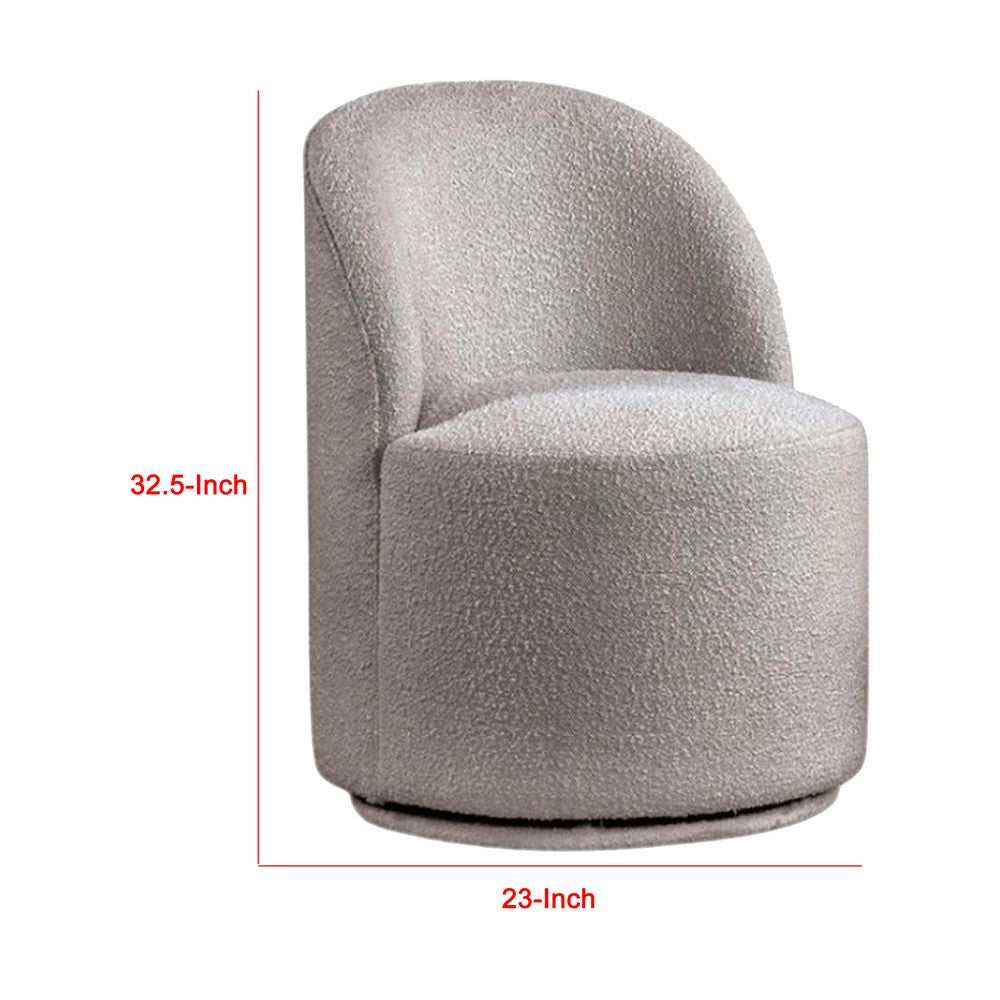 Ager Side Dining Swivel Chair, Curved Barrel Style, Gray Boucle Chenille - BM339462
