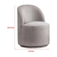 Ager Side Dining Swivel Chair, Curved Barrel Style, Gray Boucle Chenille - BM339462