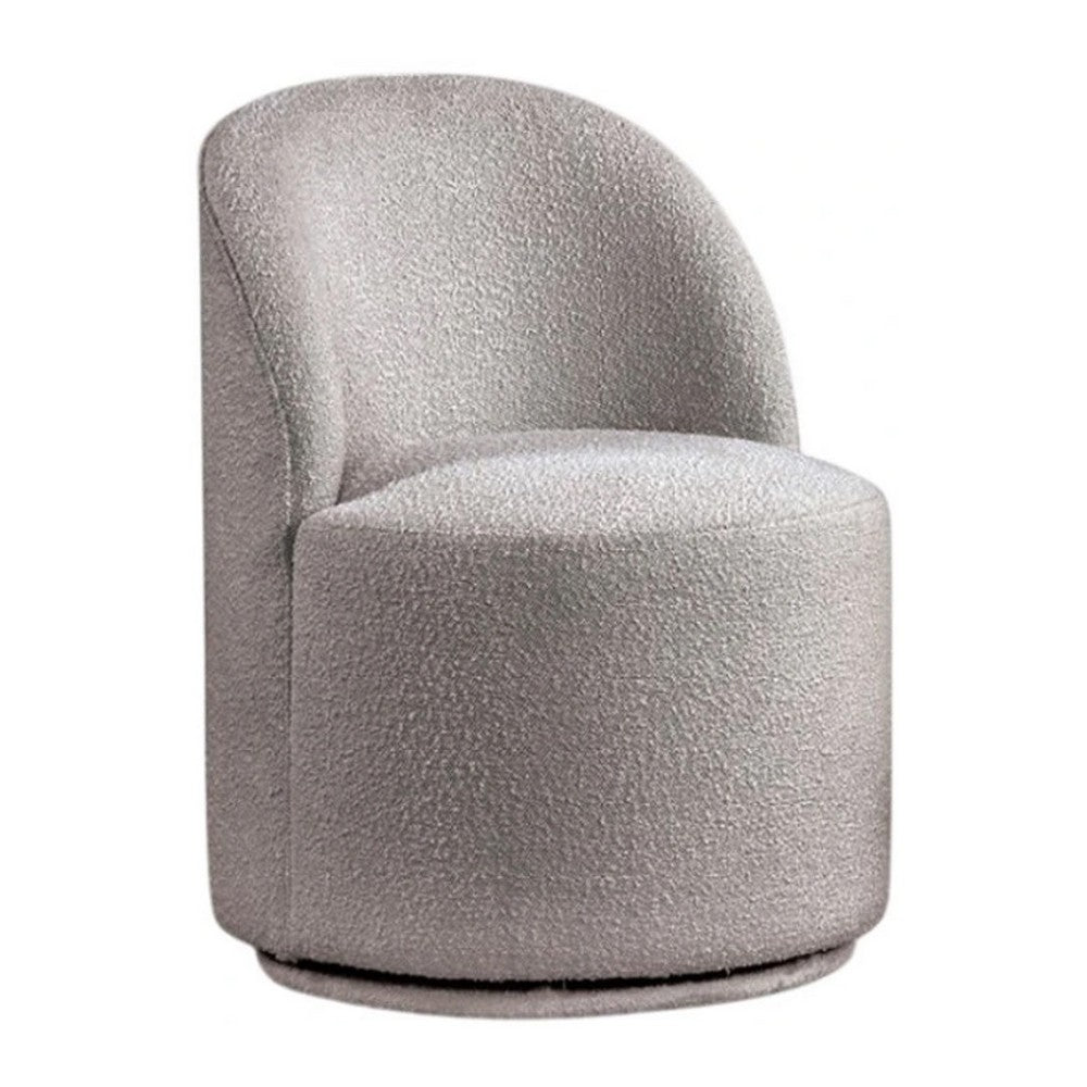 Ager Side Dining Swivel Chair, Curved Barrel Style, Gray Boucle Chenille - BM339462