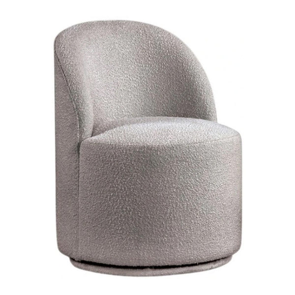 Ager Side Dining Swivel Chair, Curved Barrel Style, Gray Boucle Chenille - BM339462