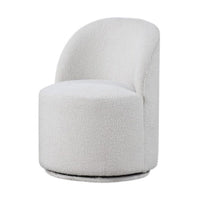 Ager Side Dining Swivel Chair, Curved Barrel Style, White Boucle Chenille - BM339463