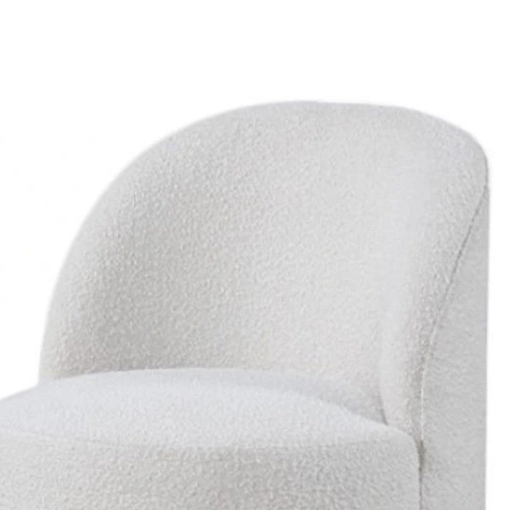 Ager Side Dining Swivel Chair, Curved Barrel Style, White Boucle Chenille - BM339463