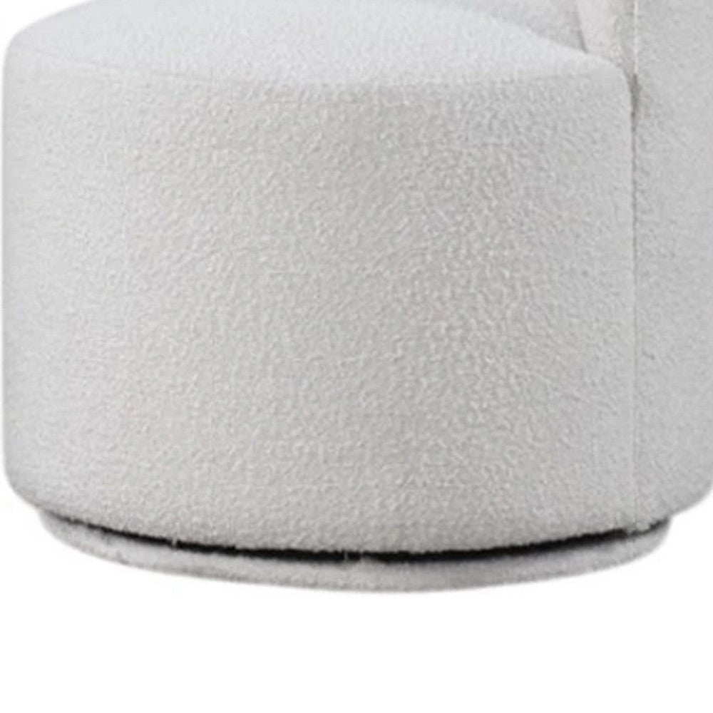 Ager Side Dining Swivel Chair, Curved Barrel Style, White Boucle Chenille - BM339463