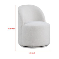 Ager Side Dining Swivel Chair, Curved Barrel Style, White Boucle Chenille - BM339463