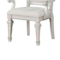 Miamy Dining Armchair Set of 2, Solid Wood, Ivory Button Tufted Fabric - BM339464