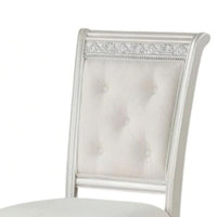 Miamy Dining Armchair Set of 2, Solid Wood, Ivory Button Tufted Fabric - BM339465