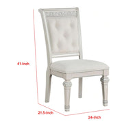 Miamy Dining Armchair Set of 2, Solid Wood, Ivory Button Tufted Fabric - BM339465