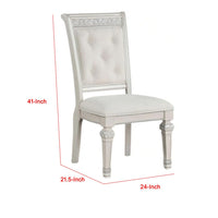 Miamy Dining Armchair Set of 2, Solid Wood, Ivory Button Tufted Fabric - BM339465