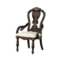 Naddy Dining Armchair Set of 2, Ornate Corbels, Dark Brown Solid Wood - BM339466