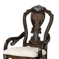 Naddy Dining Armchair Set of 2, Ornate Corbels, Dark Brown Solid Wood - BM339466