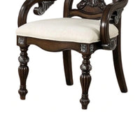 Naddy Dining Armchair Set of 2, Ornate Corbels, Dark Brown Solid Wood - BM339466