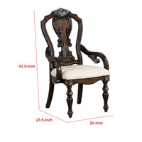 Naddy Dining Armchair Set of 2, Ornate Corbels, Dark Brown Solid Wood - BM339466
