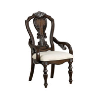 Naddy Dining Armchair Set of 2, Ornate Corbels, Dark Brown Solid Wood - BM339466