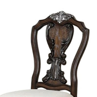 Naddy Side Dining Chair Set of 2, Ornate Carved Dark Brown Wood - BM339467