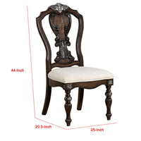 Naddy Side Dining Chair Set of 2, Ornate Carved Dark Brown Wood - BM339467