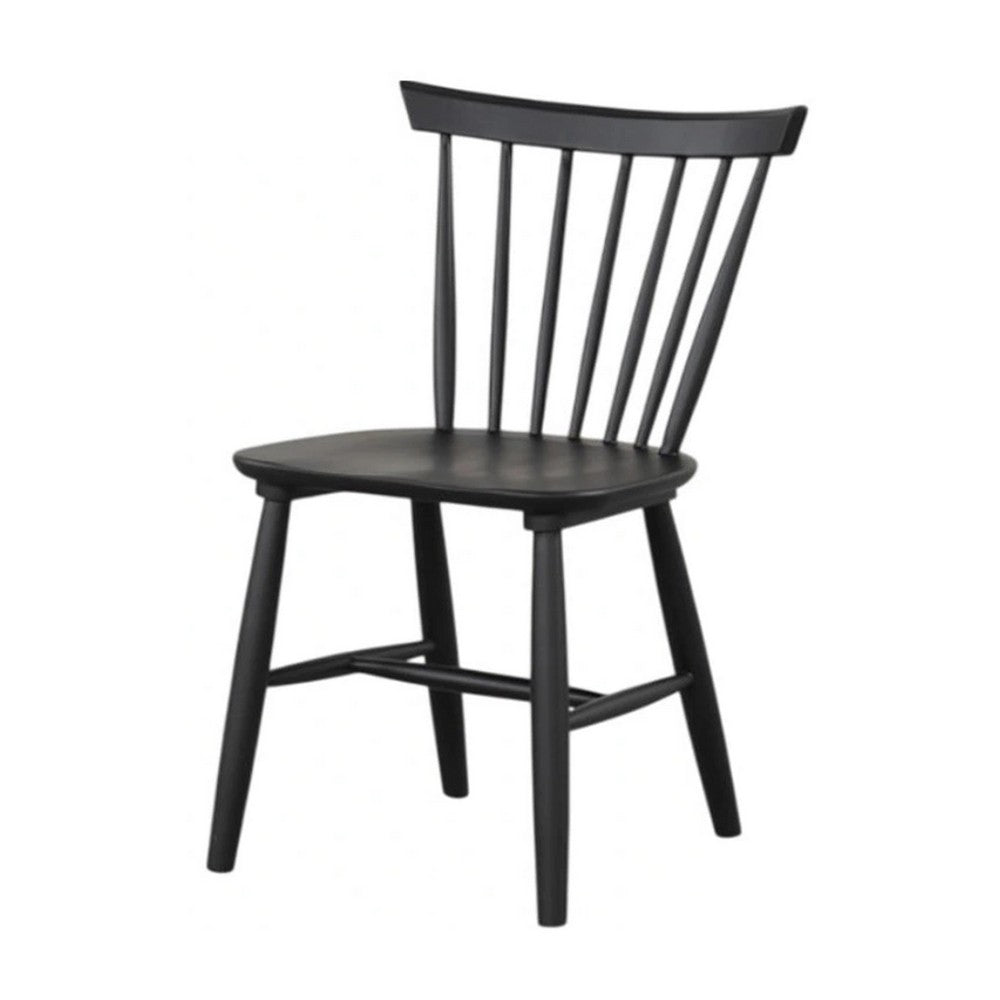 Baylee Side Dining Chair Set of 2, Farmhouse Spindle Back, Black Wood - BM339470