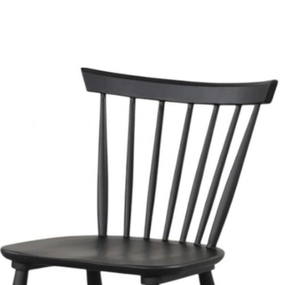 Baylee Side Dining Chair Set of 2, Farmhouse Spindle Back, Black Wood - BM339470