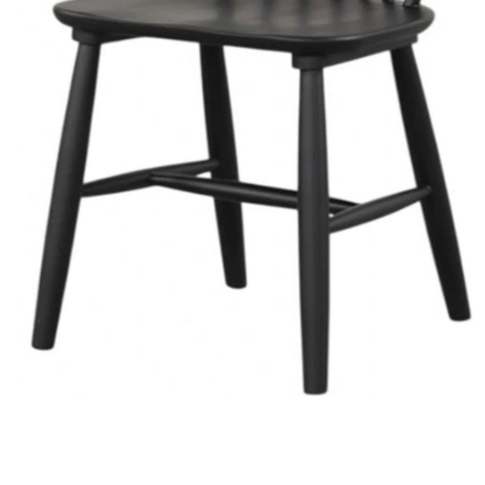 Baylee Side Dining Chair Set of 2, Farmhouse Spindle Back, Black Wood - BM339470