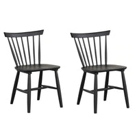 Baylee Side Dining Chair Set of 2, Farmhouse Spindle Back, Black Wood - BM339470