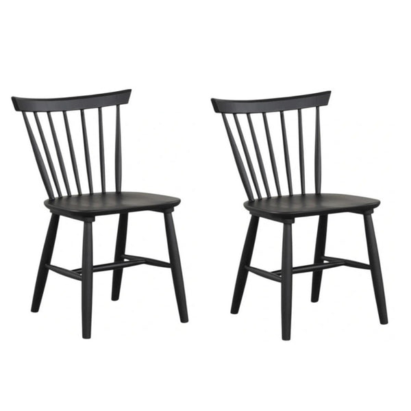 Baylee Side Dining Chair Set of 2, Farmhouse Spindle Back, Black Wood - BM339470